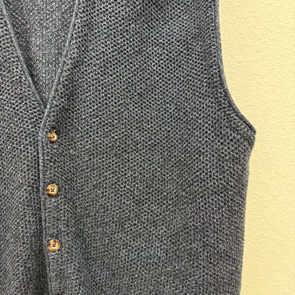 VTG St Johns Bay Blue Knit Grandpa Button Front Sweater Vest Mens sz Large Tall - Picture 3 of 5